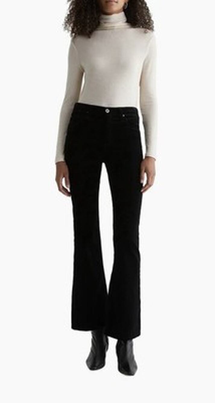 NWT AG Adriano Goldschmied Farrah Boot High Rise Black Velvet Pants Size 31x32